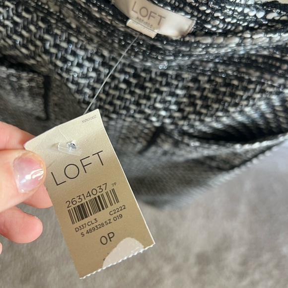NWT-Loft Black Grey Tweed Pockets Zipper Pencil Skirt- Petite 0P - Picture 2 of 10